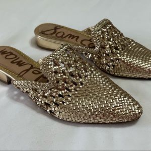 Sam Edelman Gold Leather Clara Mules